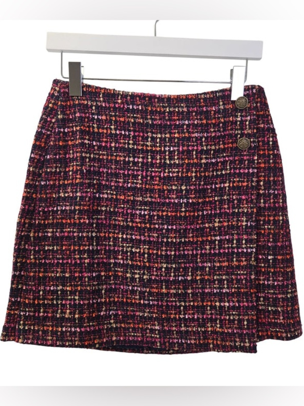 Ann Taylor LOFT Tweed Skirt Blue Pink Size 6 EUC